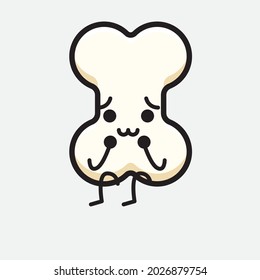 Vector Illustration of Bone Character with cute face and simple body line drawing on isolated background