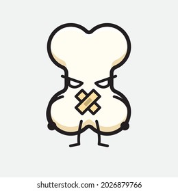 Vector Illustration of Bone Character with cute face and simple body line drawing on isolated background