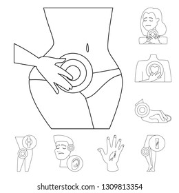 Vector illustration of bone and inflammation  icon. Set of bone and wound vector icon for stock.