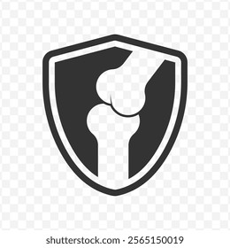 Vector illustration of bone protection icon in dark color and transparent background(PNG).