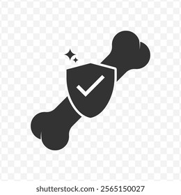 Vector illustration of bone protection icon in dark color and transparent background(PNG).