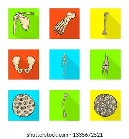 Vector illustration of bone and skeleton logo. Set of bone and human vector icon for stock.