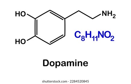 Vector illustration of bone structure dopamine on white background.