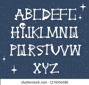 Vector illustration of the Bones Alphabet. Editable vector illustration