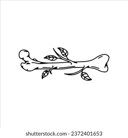 vector illustration of bones growing leaves concept