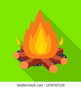 Vector illustration of bonfire and fire sign. Collection of bonfire and flame stock symbol for web.