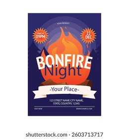 Vector illustration of bonfire night flyer poster template design