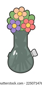 Ilustración vectorial de un bong con flores.