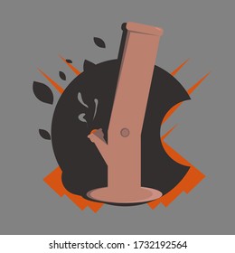 Vector-Illustration für das Rauchen von Marihuana auf schwarzem und orangefarbenem Hintergrund