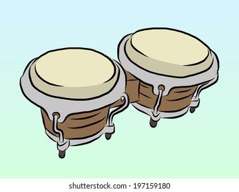 Vector illustration of bongo Latin percussion  by hand drawing