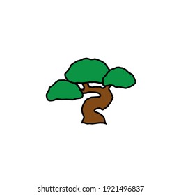 Vector illustration of bonsai on a white background
