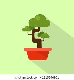 Vector illustration of bonsai tree icon in flat style