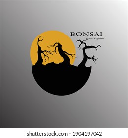 vector illustration of bonsai tree logo design suitable for sticker emblem paste