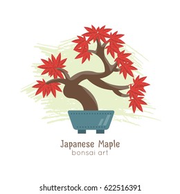 Vector illustration of Bonsai Tree . Picture isolated on white.   All objects are conveniently grouped and easily editable