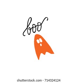 Vector illustration "boo" and ghost.