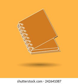 Vector illustration of book against color background.