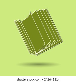 Vector illustration of book against color background.