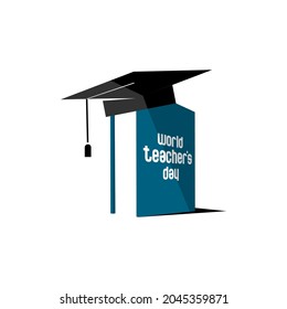 vector illustration of book arrangement, graduation cap, world teachers day illustration