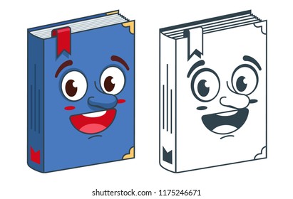 Vector illustration book with bookmark. Coloring and bright drawing for coloring
