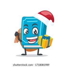 vector illustration of book character or mascot wearing santa hat