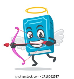 ilustración vectorial del personaje del libro o mascota con traje cupido y con una proa