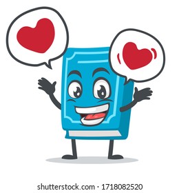 vector illustration of book character or mascot says with love in bubble speech
