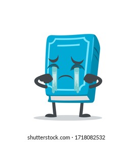 vector illustration of book character or mascot crying