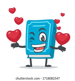 vector illustration of book character or mascot bring love symbols