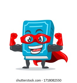 vector illustration of book character or mascot wearing super hero costume