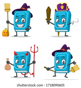 vector illustration of book character or mascot collection set with love or halloween theme