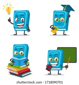 vector illustration of book character or mascot collection set with education theme