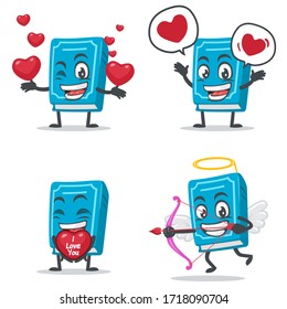 vector illustration of book character or mascot collection set with love or valentine or love theme