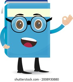 vector illustration book characters with glasses 