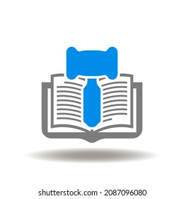 Ilustración vectorial del libro con gavel. Icono de la ley. Símbolo de justicia. Firma de abogado de servicio legal.