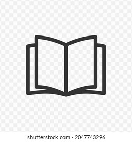 Vector illustration of book icon in dark color and transparent background(png).