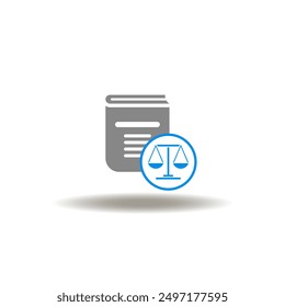 Vector illustration of book and justice scales. Icon of probate law. Symbol of legislation and justice.