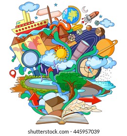 vector illustration of Book of Knowledge for Geography