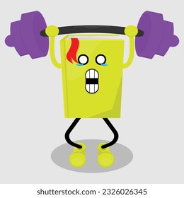 vector illustration of a book lifting weights