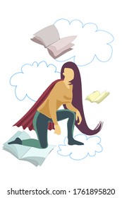Ilustración vectorial de una musa de libro.