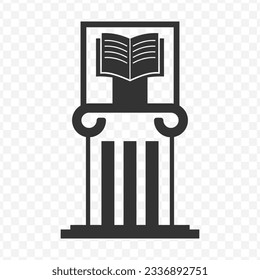 Vector illustration of book museum icon in dark color and transparent background(PNG).