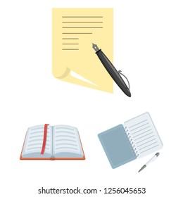 Vector illustration of book and open icon. Set of book and pencil stock symbol for web.