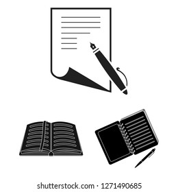 Vector illustration of book and open logo. Collection of book and pencil stock vector illustration.