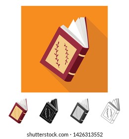 Vector illustration of book and open symbol. Collection of book and content stock vector illustration.