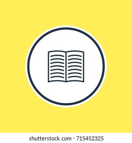 Vector Illustration Of Book Outline. Beautiful Workplace Element Also Can Be Used As Textbook  Element.