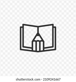 Vector Illustration Of Book Pencil Icon In Dark Color And Transparent Background(png).