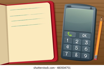vector illustration with a book and a phone