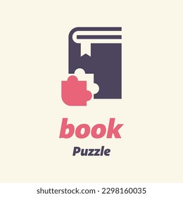 Vector illustration of a book with a puzzle piece on the side.