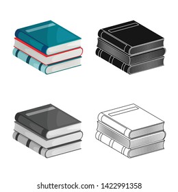 Vector illustration of book and science sign. Set of book and learning  stock vector illustration.