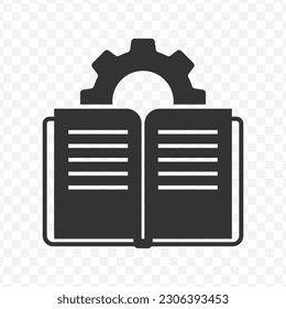 Vector illustration of book setting icon in dark color and transparent background(png).