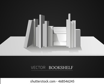 Vector illustration of a book shelf. Abstract background with books on a bookshelf.